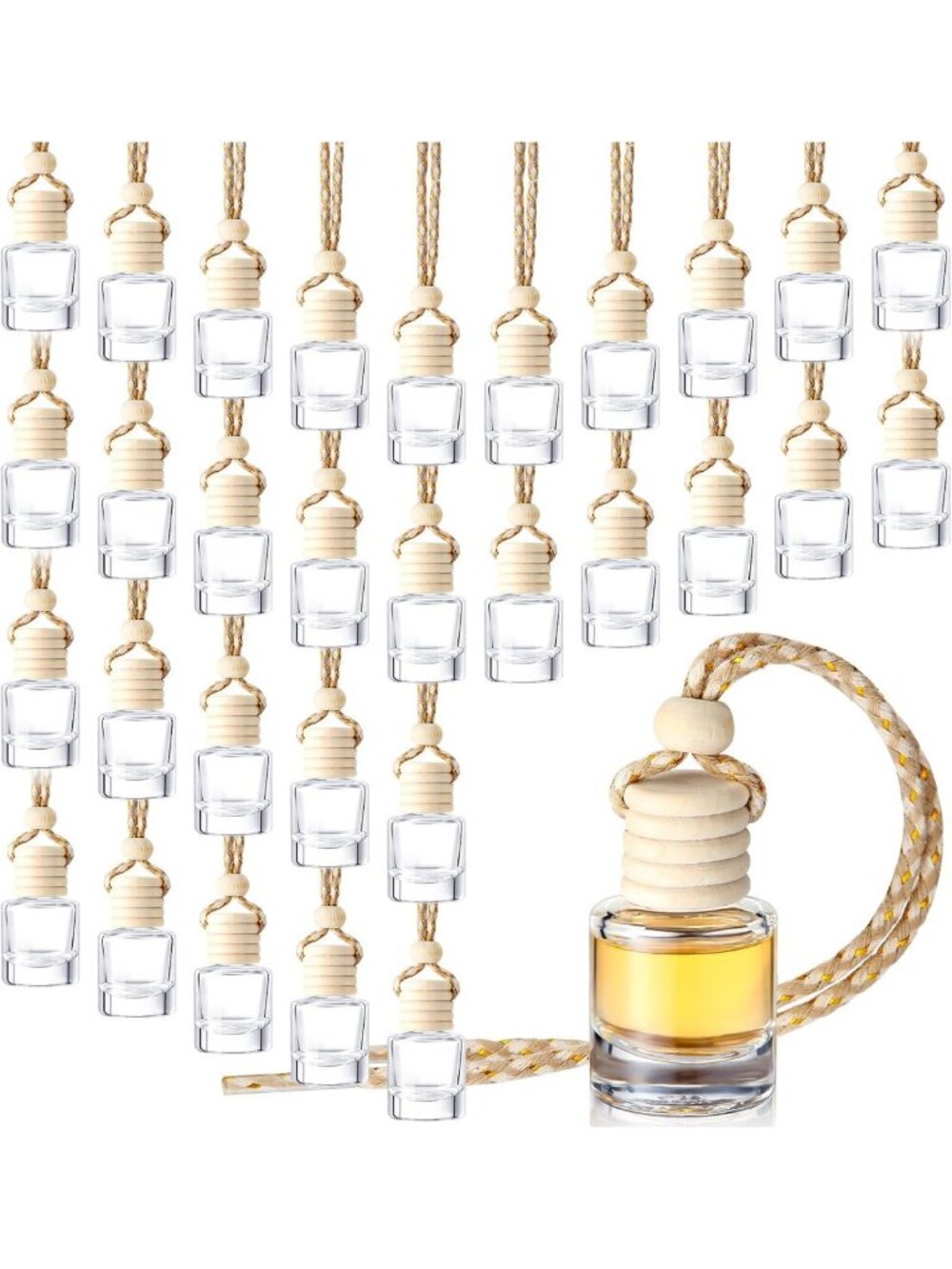 300 Pcs Hanging Car Air Freshener Diffuser Bottles - 8ml Empty Bulk Set